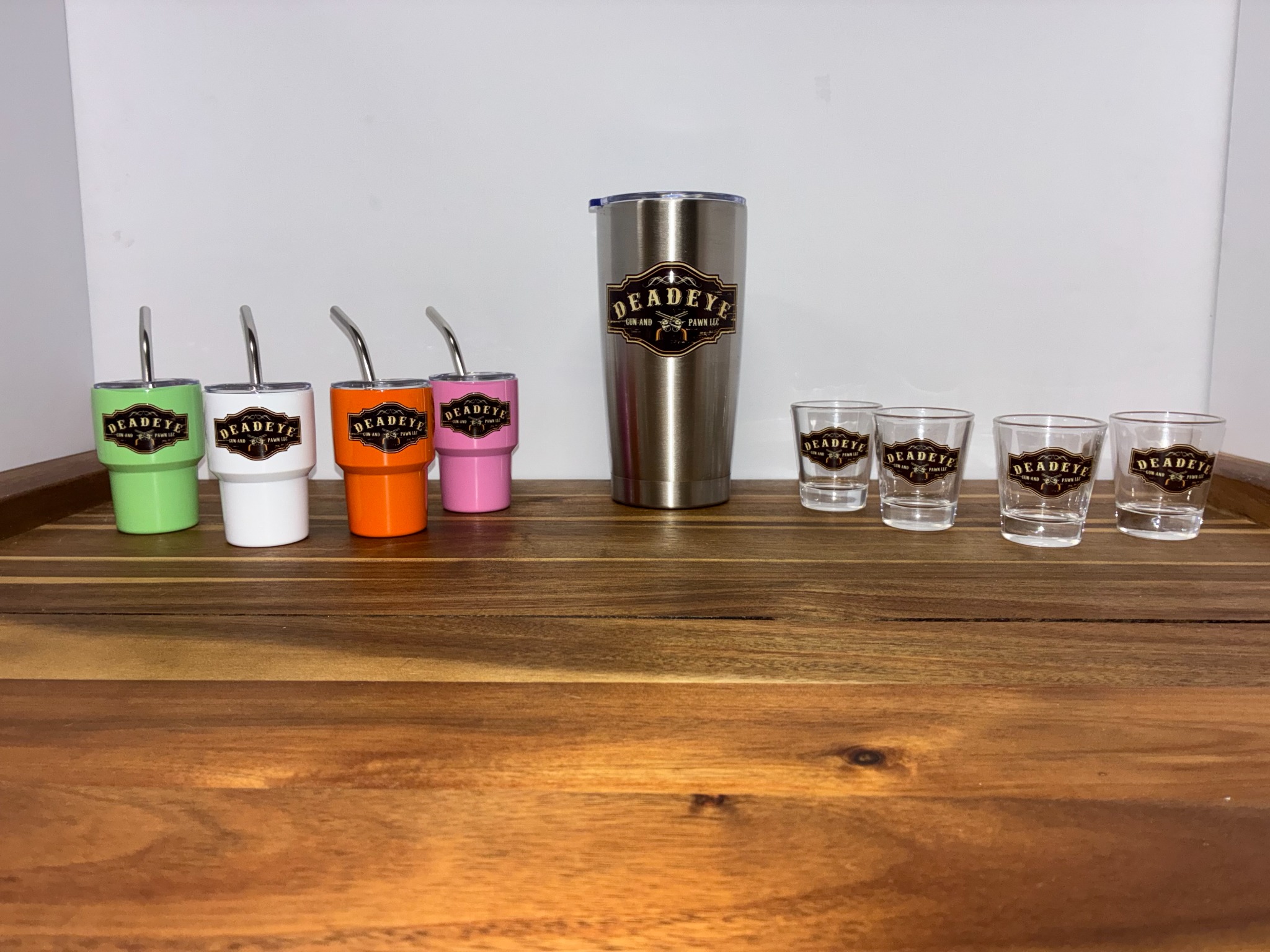 Custom tumblers and shot glasses
